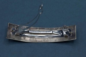handgefertigte Haarspange aus Neusilber mit Kupferdraht gerahmt